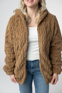 Fuzzy Sherpa Fullzip Hoodie in Maple