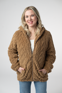 Fuzzy Sherpa Fullzip Hoodie in Maple
