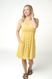 Beverly Button Dress in Yellow