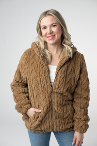 Fuzzy Sherpa Fullzip Hoodie in Maple