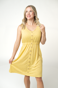 Beverly Button Dress in Yellow