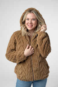 Fuzzy Sherpa Fullzip Hoodie in Maple