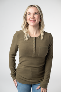 Georgia Long Sleeve Top in Olive
