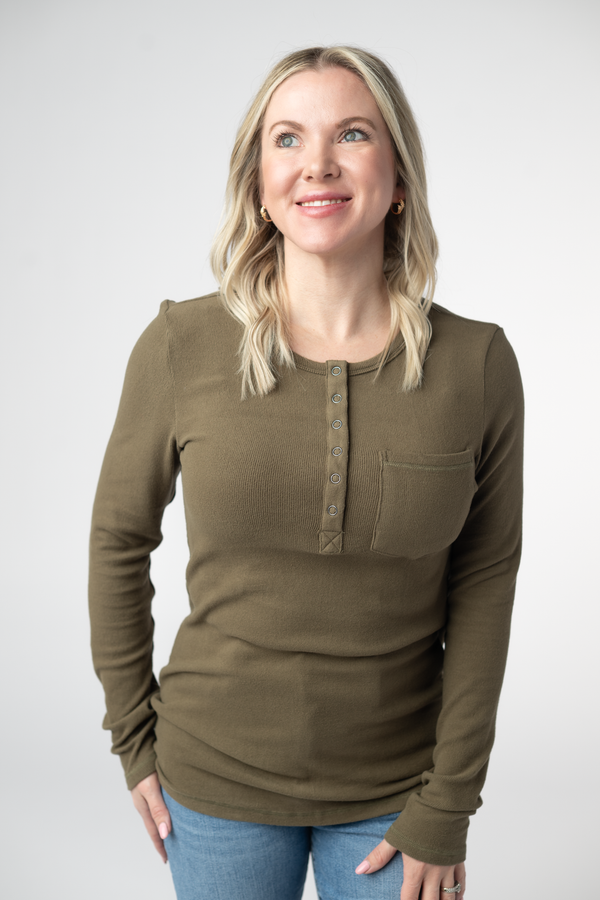 Georgia Long Sleeve Top in Olive