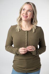 Georgia Long Sleeve Top in Olive