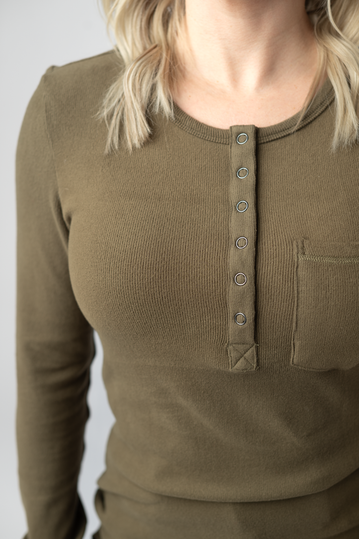 Georgia Long Sleeve Top in Olive