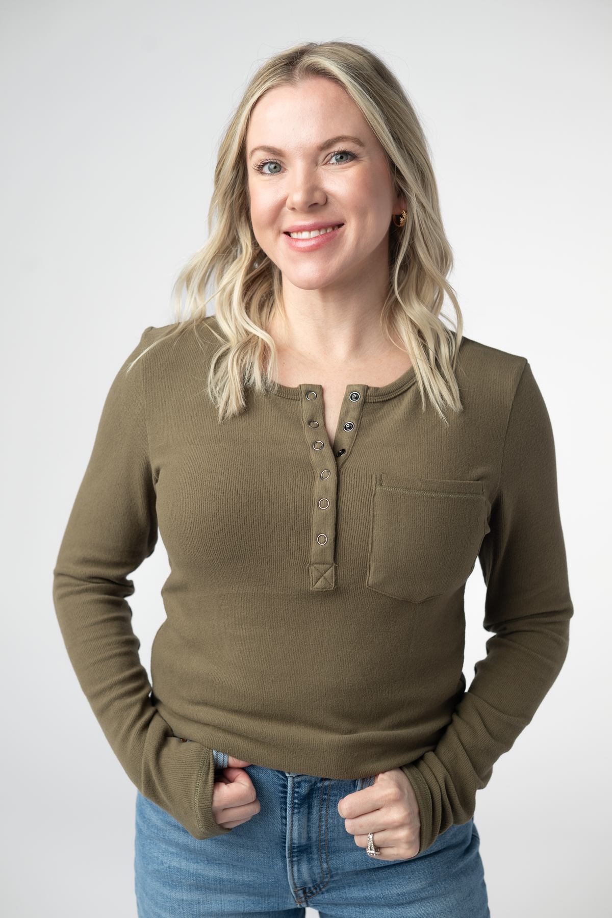 Georgia Long Sleeve Top in Olive