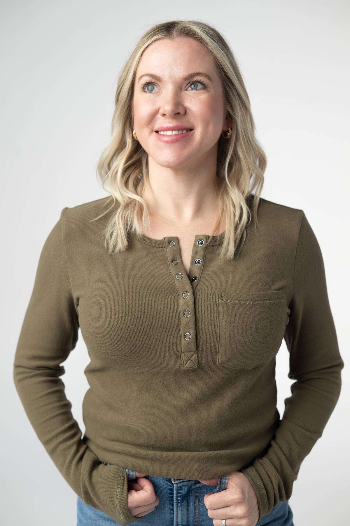 Georgia Long Sleeve Top in Olive
