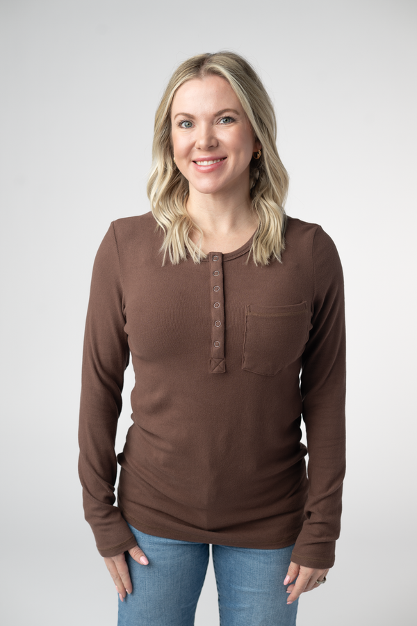Georgia Long Sleeve Top in Brown