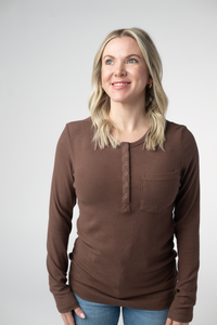 Georgia Long Sleeve Top in Brown
