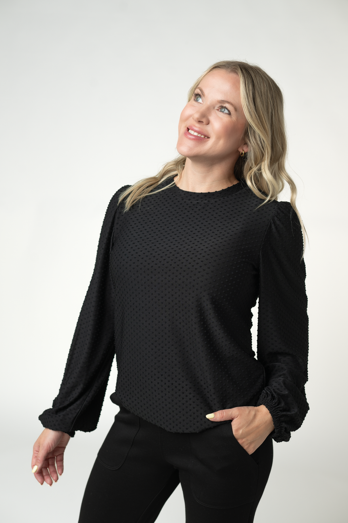 Miranda Dot Top  in Black