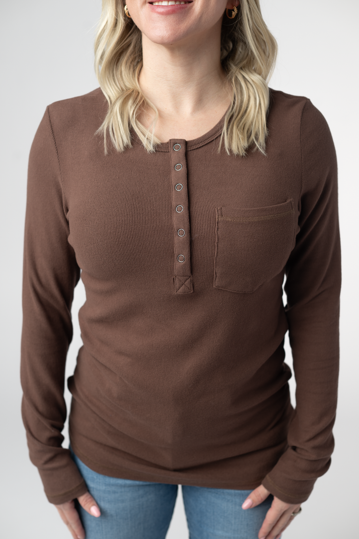 Georgia Long Sleeve Top in Brown