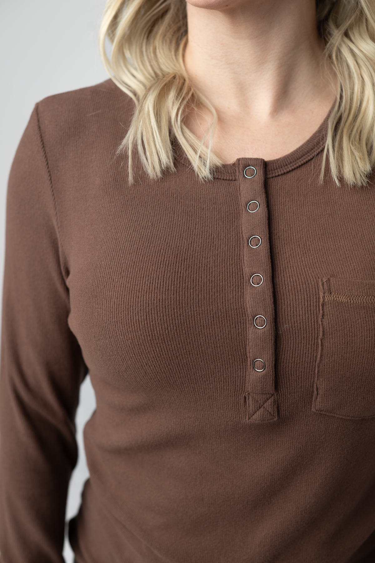 Georgia Long Sleeve Top in Brown