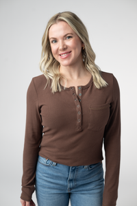 Georgia Long Sleeve Top in Brown