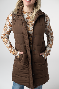 Harlow Long Vest in Brown
