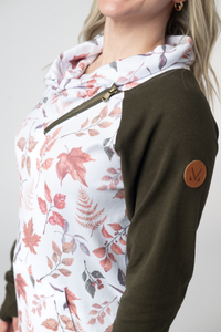 Classic Zoey ZipCowl Sweatshirt in Autumn Leaves and Olive