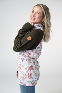 Classic Zoey ZipCowl Sweatshirt in Autumn Leaves and Olive