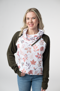 Classic Zoey ZipCowl Sweatshirt in Autumn Leaves and Olive