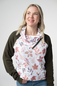 Classic Zoey ZipCowl Sweatshirt in Autumn Leaves and Olive