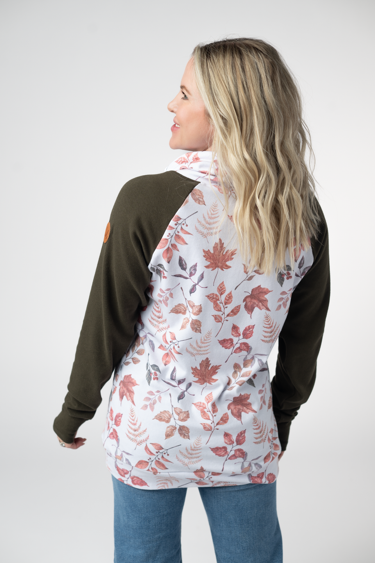 Classic Zoey ZipCowl Sweatshirt in Autumn Leaves and Olive
