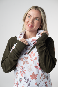 Classic Zoey ZipCowl Sweatshirt in Autumn Leaves and Olive