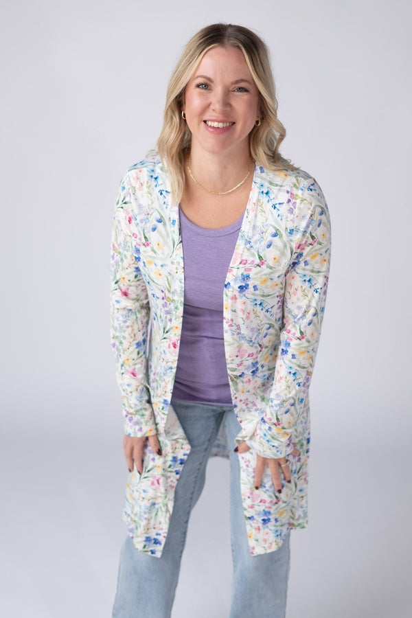 Classic Cardigan in Cottage Floral