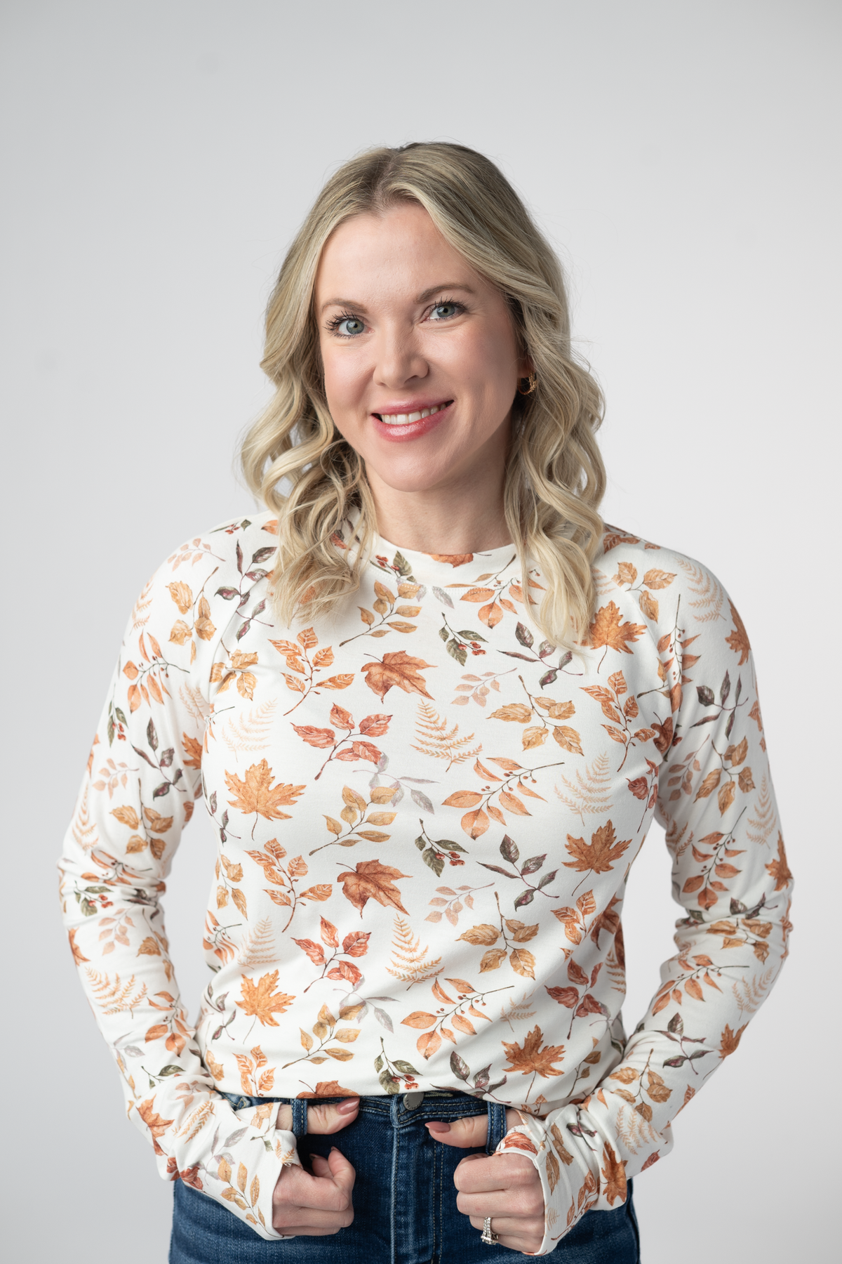 Blair Long Sleeve Top in Harvest Leaves
