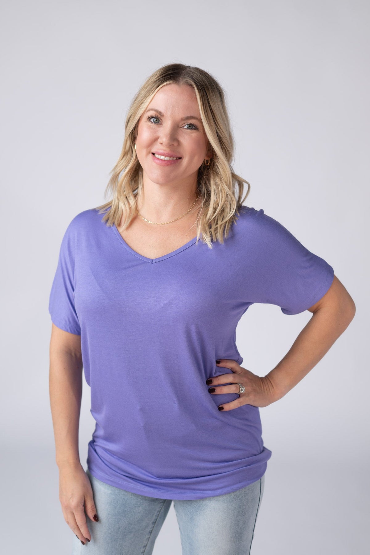 Chloe Cozy Tee in Periwinkle Purple