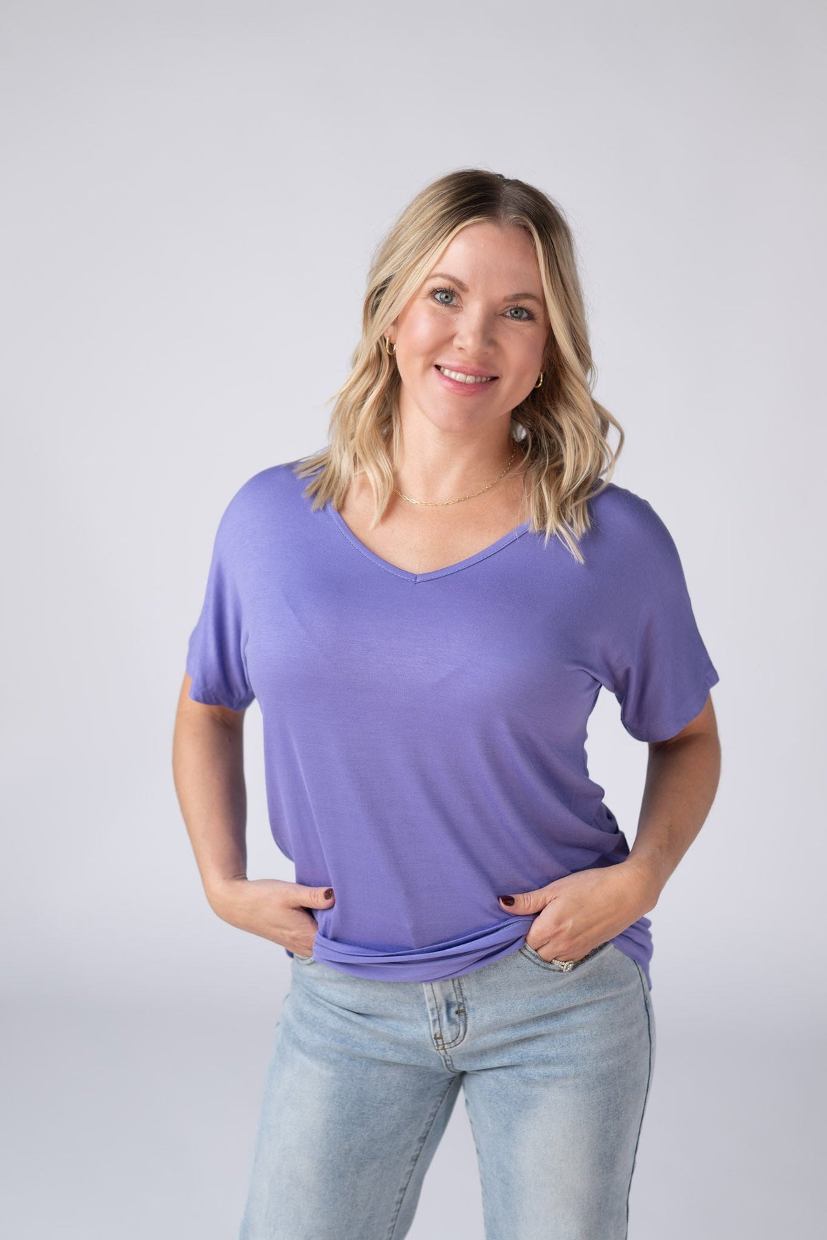 Chloe Cozy Tee in Periwinkle Purple