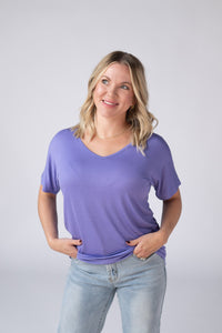 Chloe Cozy Tee in Periwinkle Purple