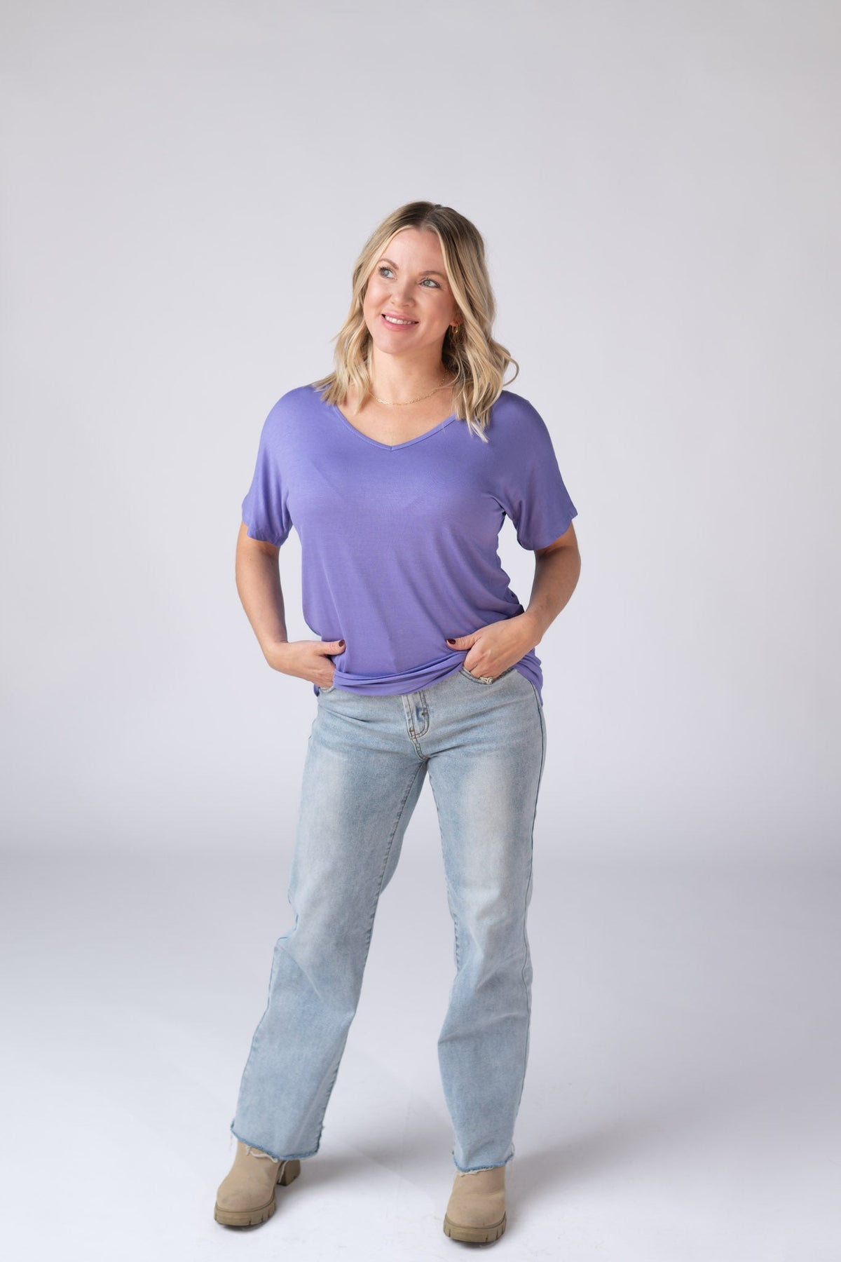 Chloe Cozy Tee in Periwinkle Purple