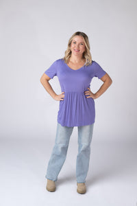 Sarah Ruffle Short Sleeve in Periwinkle Purple