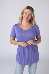 Sarah Ruffle Short Sleeve in Periwinkle Purple