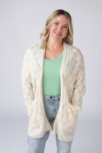 Open Knit Cardigan in Ivory