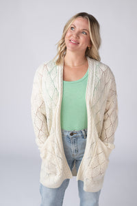 Open Knit Cardigan in Ivory