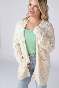 Open Knit Cardigan in Ivory