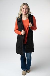 Harlow Long Vest in Black