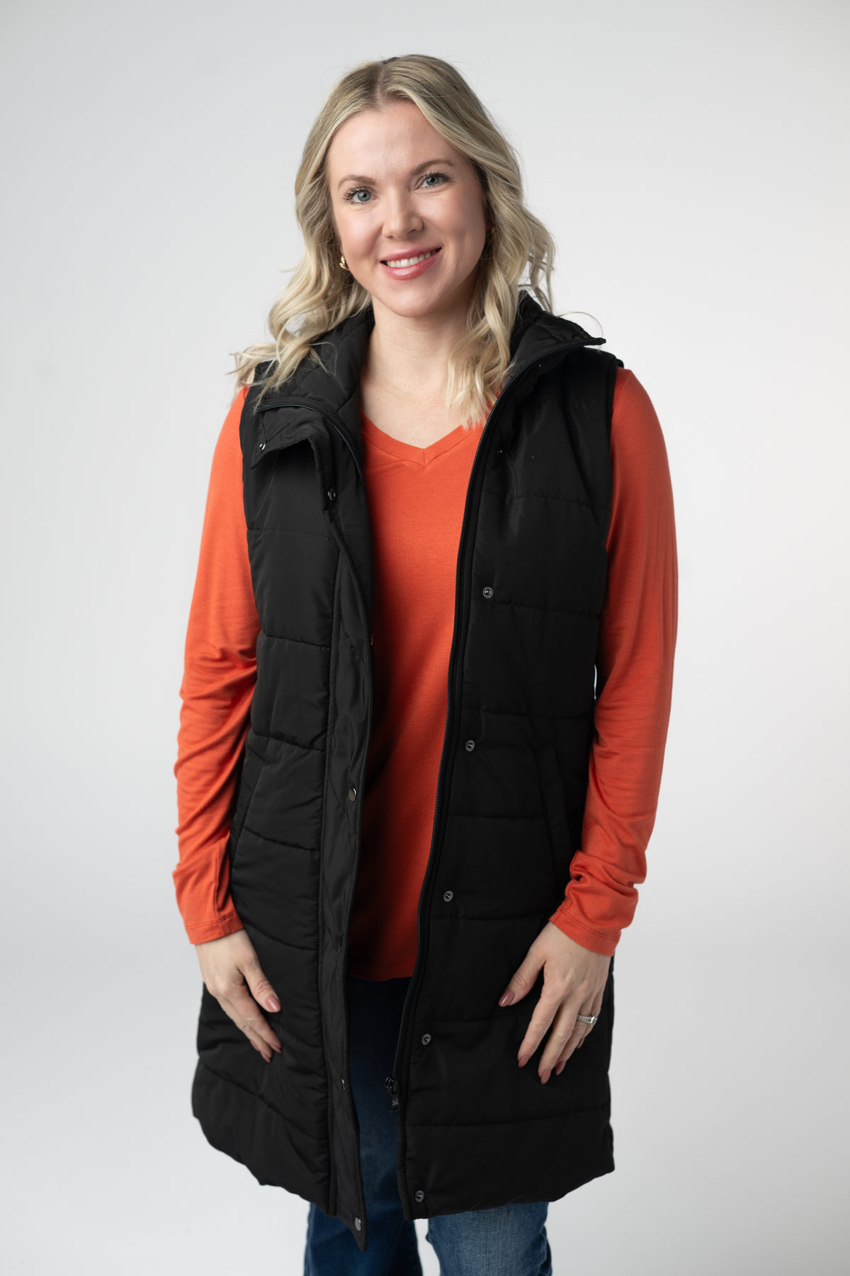 Harlow Long Vest in Black