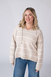 Maddie Striped Hoodie in Natural