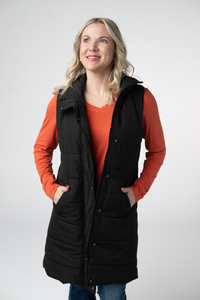 Harlow Long Vest in Black