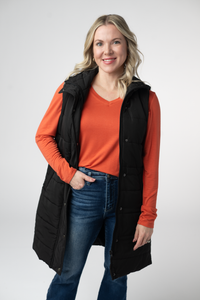 Harlow Long Vest in Black