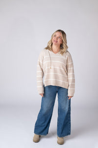 Maddie Striped Hoodie in Natural