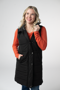 Harlow Long Vest in Black