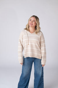 Maddie Striped Hoodie in Natural