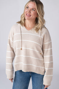 Maddie Striped Hoodie in Natural