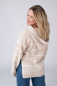 Maddie Striped Hoodie in Natural