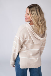 Maddie Striped Hoodie in Natural
