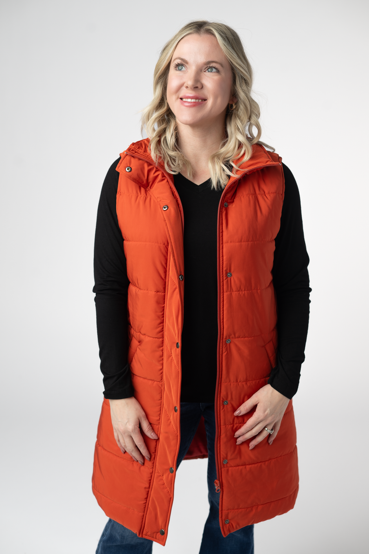 Harlow Long Vest in Pumpkin
