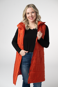 Harlow Long Vest in Pumpkin