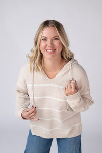 Maddie Striped Hoodie in Natural